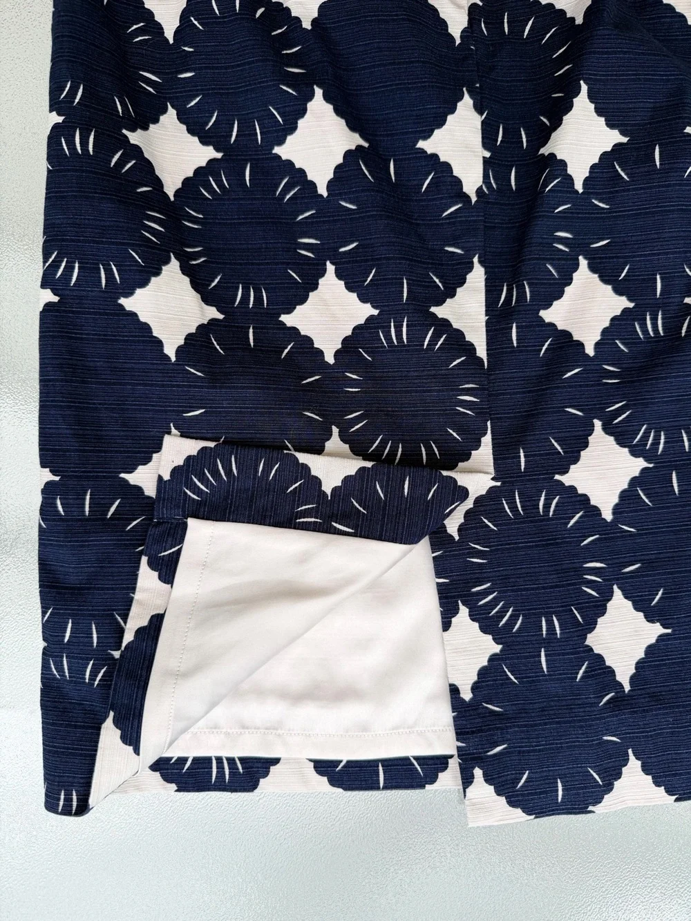 Boden Navy and White Floral Geometric Pencil Skirt